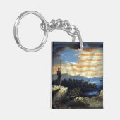 Hemelse Amerikaanse vlag in de lucht, Zouave Burge Sleutelhanger (Voorkant Links)