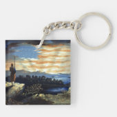 Hemelse Amerikaanse vlag in de lucht, Zouave Burge Sleutelhanger (Achterkant)