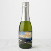 Hemelse Amerikaanse vlag in de lucht, Zouave Burge Sparkling Wijnetiket (Voorkant)