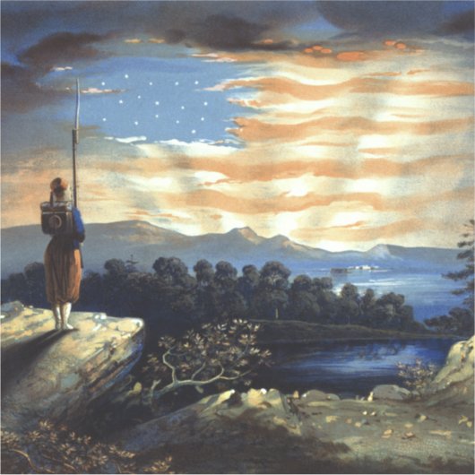 Hemelse Amerikaanse vlag in de lucht, Zouave Burge Sticker (Voorkant)