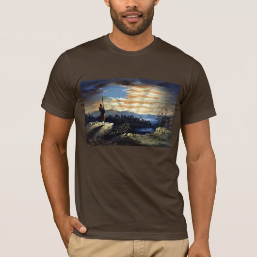 Hemelse Amerikaanse vlag in de lucht, Zouave Burge T-shirt (Voorkant)