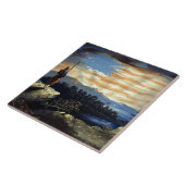 Hemelse Amerikaanse vlag in de lucht, Zouave Burge Tegeltje (Zijkant)