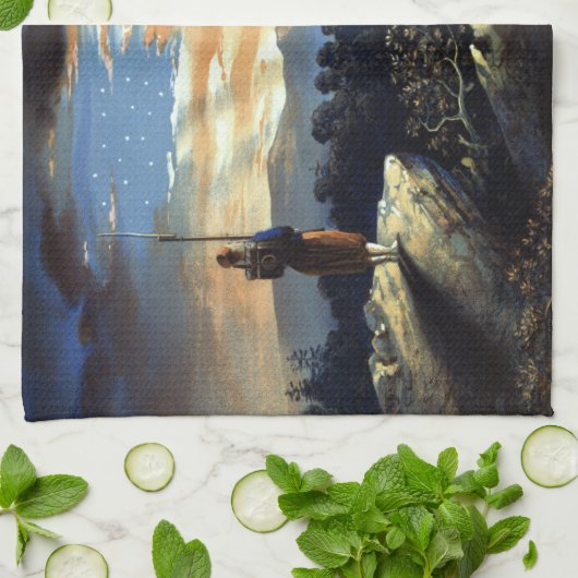 Hemelse Amerikaanse vlag in de lucht, Zouave Burge Theedoek (Gevouwen)