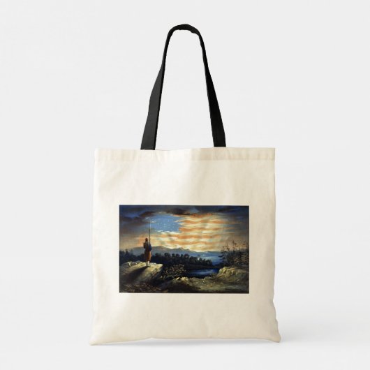 Hemelse Amerikaanse vlag in de lucht, Zouave Burge Tote Bag (Achterkant)