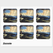 Hemelse Amerikaanse vlag in de lucht, Zouave Burge Vierkante Sticker (Vel)