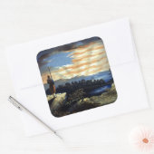 Hemelse Amerikaanse vlag in de lucht, Zouave Burge Vierkante Sticker (Envelop)