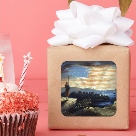 Hemelse Amerikaanse vlag in de lucht, Zouave Burge Vierkante Sticker (Feest)