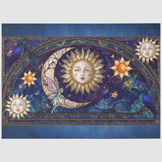 Hemelse Aquarel Mozaïek Glas-in-Lood  Tissuepapier (Voorkant)