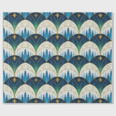 Hemelse Art Deco Bos Vakantie Cadeaupapier (Vlak)