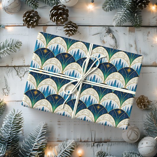 Hemelse Art Deco Bos Vakantie Cadeaupapier