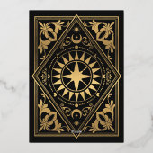 Hemelse Art Nouveau Tarot Gotische bruiloft Folie Uitnodiging (Achterkant)