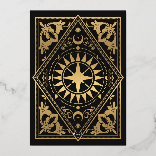Hemelse Art Nouveau Tarot Gotische bruiloft Folie Uitnodiging (Achterkant)