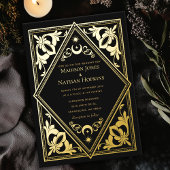 Hemelse Art Nouveau Tarot Gotische bruiloft Folie Uitnodiging