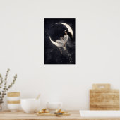 Hemelse Art Nouveau vrouw op halve maan Poster (Keuken)