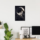 Hemelse Art Nouveau vrouw op halve maan Poster (Thuiskantoor)