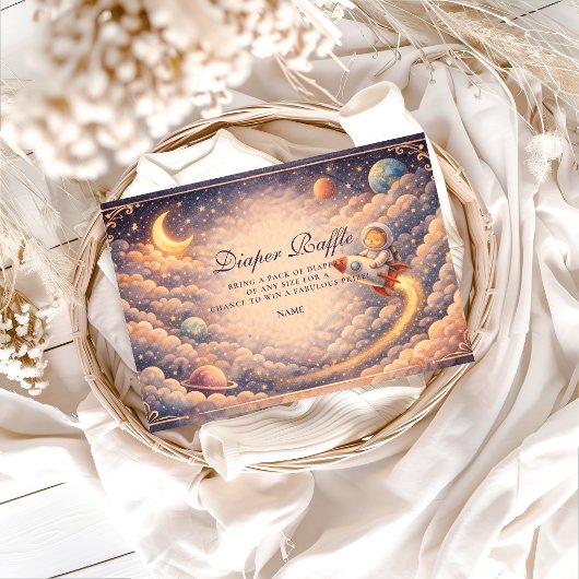 Hemelse astronaut wolken luier raffle  informatiekaartje