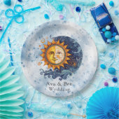 Hemelse Astronomie Geel Blauw Zonbruiloft Papieren Bordje (Feest)