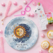 Hemelse Astronomie Geel Blauw Zonbruiloft Papieren Bordje (Feest)