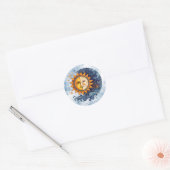 Hemelse Astronomie Geel Blauw Zonbruiloft Ronde Sticker (Envelop)
