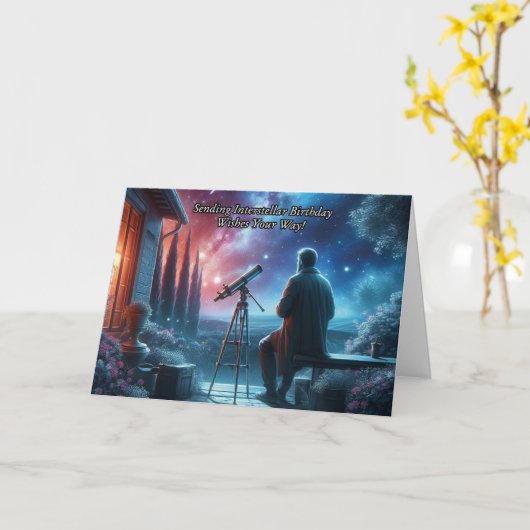 Hemelse Astronomie Thema Verjaardag Kaart (Gele Bloem)