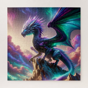 Hemelse Aurora-draak op berg Fantasie Kunst Legpuzzel