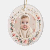 Hemelse Baby Eerste Kerstfoto gepersonaliseerd Keramisch Ornament (Links)