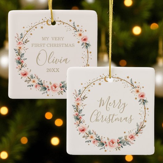 Hemelse Baby Eerste Kerststerren Maan Keramisch Ornament