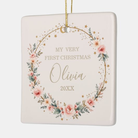 Hemelse Baby Eerste Kerststerren Maan Keramisch Ornament (Links)