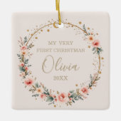 Hemelse Baby Eerste Kerststerren Maan Keramisch Ornament (Voorkant)