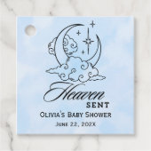 Hemelse Baby Shower Blauwe Maan Sterren Bedankjes Labels (Voorkant)
