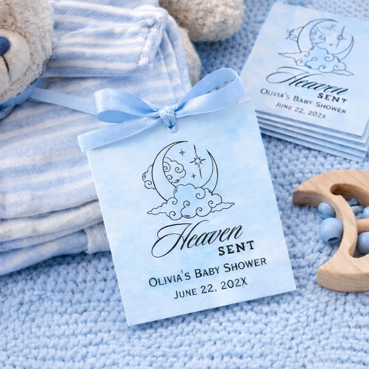 Hemelse Baby Shower Blauwe Maan Sterren Bedankjes Labels