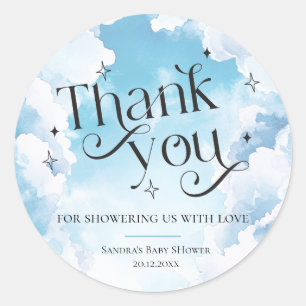 Hemelse baby shower favor bedank je wolken lucht ronde sticker