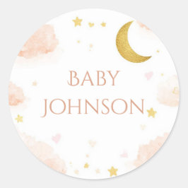 Hemelse baby shower favor tag | Gouden ster & Maan Ronde Sticker
