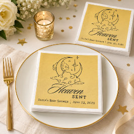 Hemelse Baby Shower Gouden Maan en Sterren Servet