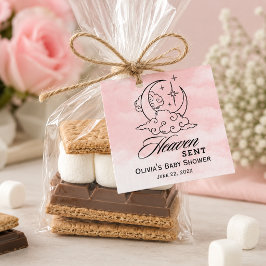 Hemelse Baby Shower Roze Maan Sterren Bedankjes Labels