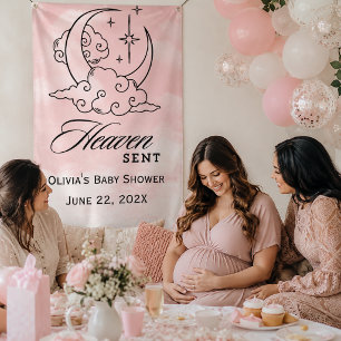 Hemelse Baby Shower Roze Maan Sterren Spandoek