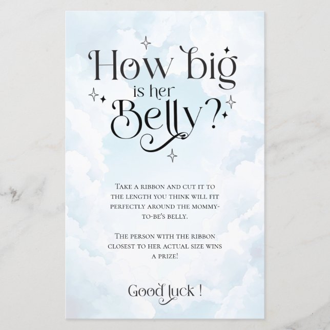 Hemelse Baby Shower Spel Hoe Groot is Haar Buik (Voorkant)