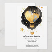 Hemelse Baby shower Uitnodiging: heteluchtballon Kaart (Voorkant / Achterkant)