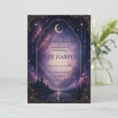 Hemelse Baby Shower Uitnodiging | Maanverlicht Kas (Staand voorkant)
