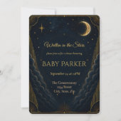 Hemelse baby shower uitnodiging | Marineblauw (Voorkant)