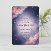 Hemelse Baby Shower Uitnodiging | Waterverf Ster (Staand voorkant)