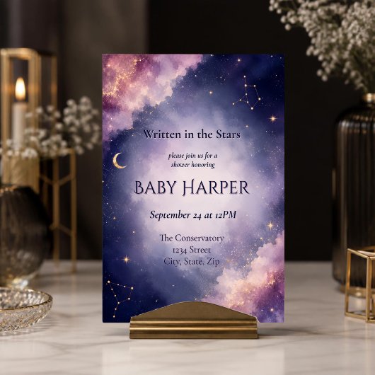 Hemelse Baby Shower Uitnodiging | Waterverf Ster
