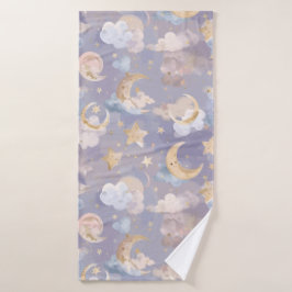 Hemelse babyhanddoek | Pastel manen, sterren & dro Badhanddoek