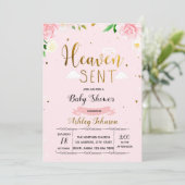 Hemelse babymeisjes uitnodiging (Staand voorkant)