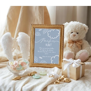 Hemelse babyshower blauwe Fopspenen Jacht spel Kaart