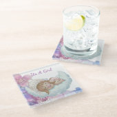 Hemelse babyshower glazen onderzetter (Schuin)