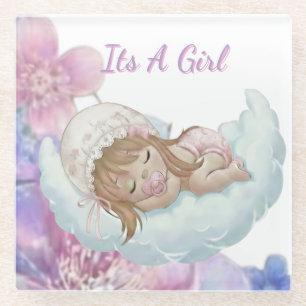 Hemelse babyshower glazen onderzetter