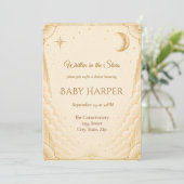 Hemelse babyshower uitnodiging | Maan & sterren (Staand voorkant)