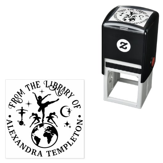 Hemelse Ballerina's Dansen op Wereld Bibliotheek B Zelfinktende Stempel (In situ)