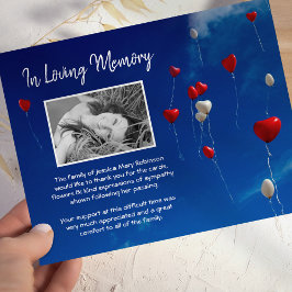 Hemelse Ballonnen Begrafenisfoto Dank u Bedankkaart